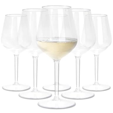 TUNDRA - Lot de 6 Verres à VIN Blanc et Rouge EVENT 33 en Plastique RÉUTILISABLES (Tritan®), 330 ml - Verres à PIED INCASSABLES, BPA-Free, Lavables au Lave Vaisselle, pour VINS et COCKTAILS