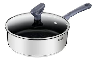 Tefal Sauteuse 24 cm, Induction, Revêtement intérieur antiadhésif, Acier inoxydable, Garantie 10 ans, Bords verseurs, Poignées ergonomiques isolantes, Poêle, Casserole, Daily Cook G7133244