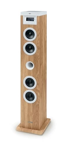 THOMSON Tour de Son Bluetooth avec Lecteur CD, Enceinte Colonne HiFi 60W, Radio FM, Port Aux et USB, MP3 et Affichage LED - Blanc - DS121CD