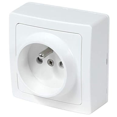 DEBFLEX - Blok - Prise Electrique Murale Complète - Prise Murale Idéale Rénovation - Installation En Saillie - Blanche - 70 x 70 x 39,6 mm