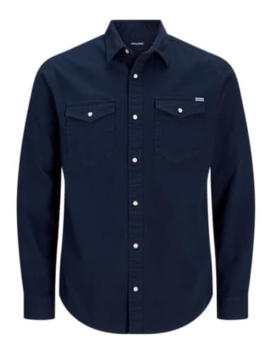 JACK & JONES Homme Jjesheridan Shirt L/S Noos Chemise En Jean, Bleu (Dark Navy Fit : Slim)., M EU