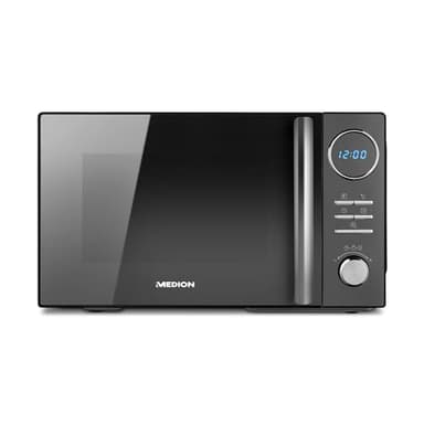MEDION Micro-onde 3en1 avec gril et air chaud combiné (23L, 900W, 1000 W gril, 1680 W air chaud, 10 programmes automatiques, 5 niveaux de puissance, mode décongeler, design miroir, MD11493) noir