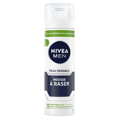 NIVEA MEN Peau Sensible Mousse à Raser (200 ml), crème de rasage enrichie en camomille et en hamamélis, soin rasage 0% alcool pour homme