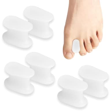 6 pièces de gel séparateur d'orteil, correcteur d'orteil en silicone souple, écarteur d'orteil, soulagement de la douleur du pied de confort, séparateur d'orteil, orthèses