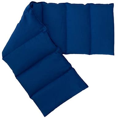 Coussin aux graines de lin compartimenté en huit XXL - 75x20 cm - Tissu biologique bleu gentiane - Coussin bouillotte aux graines - Compresse froide