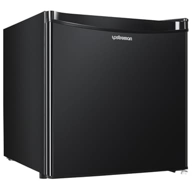 Upstreman 46L Mini Frigo avec Congélateur, Thermostat Réglable, Économie d'Énergie, Silencieux, Frigo Top avec une Porte Réversible, Mini bar pour Chambre, Bureau, Hôtel, Noir Brillant-FR17