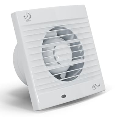 EINTTAX 100 mm Ventilateur,Extracteur d'Air,VMC,avec Clapet Anti-Retour Timer,12 W,32dB, pour Salle de Bain,Cuisine,Bureau,WC,Silencieux,Blanc