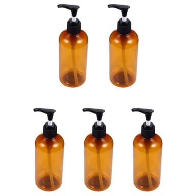 Garneck Lot de 6 Distributeurs Cosmétiques Rechargeables 300 ML en Plastique Teinté Marron Pompe Noire, Bouteilles de Lotion Portables Anti-Fuite, pour Voyage et Soins Beauté