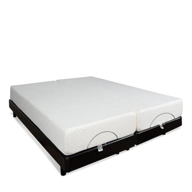 BELLECOUR Ensemble Sommier Électrique + Matelas Mémoire de Forme 21 cm 2 Places 2 x 80x200 cm (ou 160x200 cm) - Tête & Pieds relevables et télécommande Filaire - Fabriqué en France