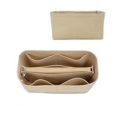 Mausouca Organiseur de sac à main en feutre avec fermeture éclair, insert de rangement pour femme, parfait pour fourre-tout Carry Call Neverfull (beige, taille S)