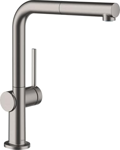 hansgrohe Talis M54 72808340 Robinet de cuisine avec douchette extractible 1 jet Hauteur 270 mm Mitigeur de cuisine avec bec pivotant Noir brossé