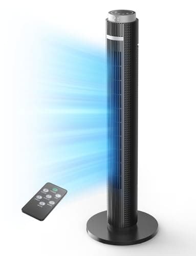 OMISOON Ventilateur Colonne Silencieux, Affichage LED, 6m/s Ventilateur sur Pied avec Télécommande, 6 Vitesses, 4 Modes, Ventilateur Tour Oscillant de 70°, Minuterie de 12H, 28dB, Idéal pour la Maison