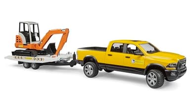 Bruder 02546 - RAM Rental Service avec Mini-excavatrice - 1:16 Pick-up, Jeep, Chantier, Véhicule de Construction, Jouets à partir de 4 Ans
