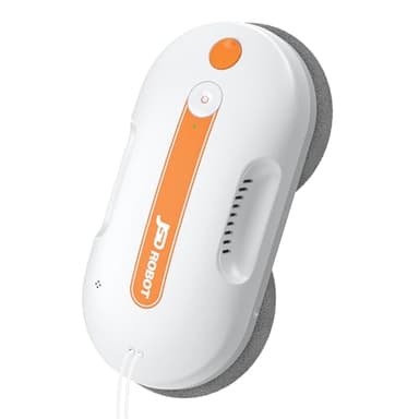 JSDROBOT Lite Robot Laveur de Vitre,5300Pa Robot Lave Vitre avec Essuyage sous Pression Jet d'eau Double Disque de Nettoyage à Haute Couverture Détection des Contours Plan de Parcours Intelligent