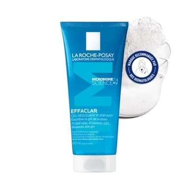 La Roche-Posay, Effaclar, Gel Moussant Purifiant, Nettoie en Douceur & Matifie, Formule Sans Savon, pH Physiologique, Pour Peaux Grasses à Tendance Acnéique, 200 ml
