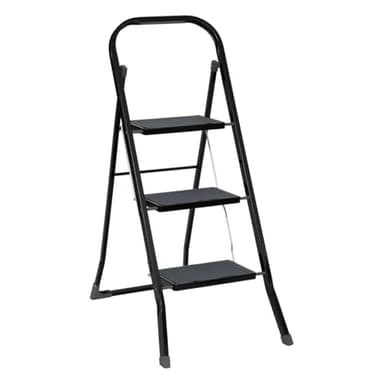 5five - Marchepied Pliable Métal 3 Marches Verrouillage de Sécurité Anse Rangement Facile Revêtement Anti-dérapant Charge Max 150kg