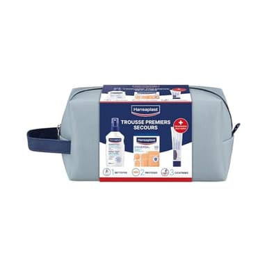 HANSAPLAST Trousse de Premiers Secours – 100 Pansements Lavables + Spray Antiseptique 100ml + Pommade Cicatrisante – Kit Complet pour Soins des Plaies – Idéal Maison & Voyage