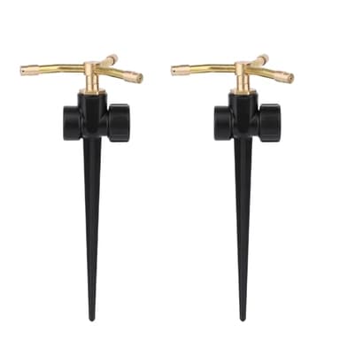 lasuroa 2pcs Arroseurs Pelouse Métal avec Base à Pointe, Arroseur Jardin Rotatif Automatique 360 Degrés avec Buse en Laiton à 3 Bras Accessoire pour Jardin Pelouse Patio Cour Serre