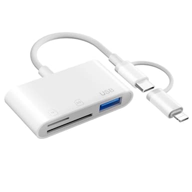 [Apple MFi Certified] Lecteur Cartes SD pour iPhone, Lightning USB-C vers Lecteur de Carte mémoire SD/Micro SD/USB Adaptateur Cartes SD USB C Lecteur de Cartes pour iPhone 16/15/iPad/Samsung/Caméra