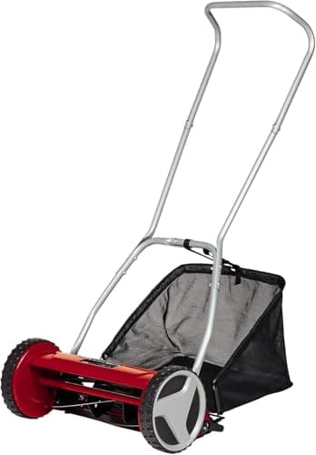 Einhell Tondeuse à Gazon Manuelle GC-HM 400 (Jusqu’à 250 m², Cylindre de Coupe, 5 Lames en Acier, réglage de la Hauteur de Coupe sur 4 Niveaux de 13 à 37 mm, bac de ramassage de 27 litres)