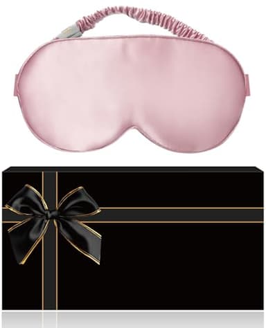 Masque de Nuit Sommeil Soie Yeux YUNCHI 100% Pur Naturelle 19 Mommes Mûrier Soie Cache Oeil Pour Dormir Bandeau Douce Confortable Occultant Femme/Homme/Adulte Avec Bouchons D'oreilles (Rose)