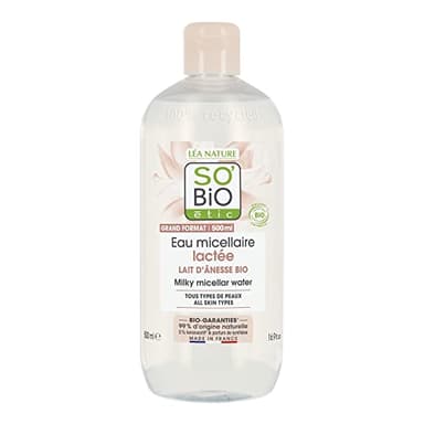 SO'BiO étic - Eau micellaire lactée - Mon Lait d'Ânesse - Tous types de peaux - Certifié Cosmebio - Flacon de 500 ml