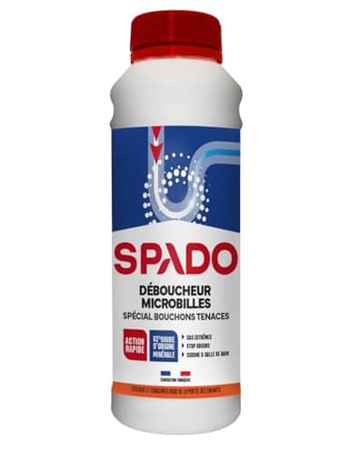 SPADO - Déboucheur Canalisation - Microbilles Eau Froide - Toutes Canalisations - Action sur Bouchons Tenaces - 500g