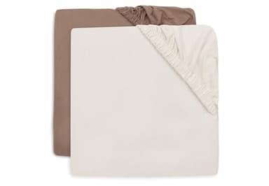 Jollein Drap-Housse Jersey - pour Berceau - Milky Coffee/Ivory - Lot de 2-40/50x80/90cm - Drap-Housse en Coton - Certifiée Oeko-TEX