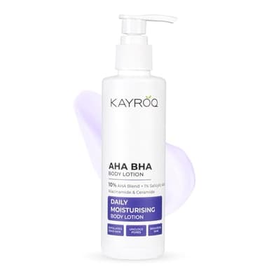 KAYROQ AHA BHA Lotion pour le corps, 10% AHA + 1% d'acide salicylique, hydratation quotidienne avec niacinamide et céramide