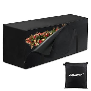 Aipwerer Sac de Rangement pour Sapin de NoëL, Sac pour Sapin Artificiel, Oxford 600d Sac de Rangement pour Sapin de Noël Artificiel, Boules de NoëL, Decoration Noel (Noir, 175x55x75cm)