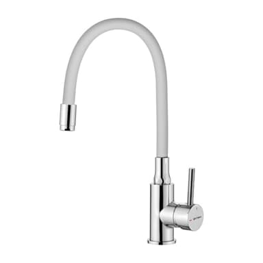 GRIFEMA Irismart-G4002-3, Robinet de Cuisine avec Bec Flexible, Mitigeur d'évier Monocommande, Chrome, Exclusivité Amazon, Blanc/Chromé