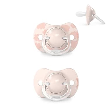 Suavinex Lot 2 Sucettes pour Bébé 0/6 Mois pour Nouveau-nés Tétine Symétrique SX Pro en Silicone Tétine plus Plate et Flexible Réversible Respecte le Développement Buccodentaire Dreams Rose