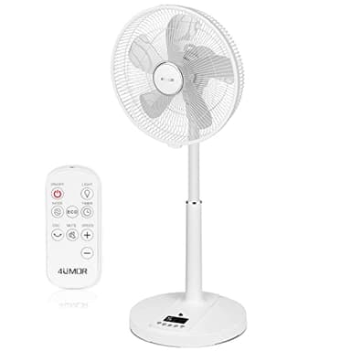 4UMOR Ventilateur sur Pied Ultra Silencieux 20dB avec Télécommande 2772m³/h DC Moteur Brushless 24W 4 Modes 9h Minuterie 9 Vitesses Oscillation Hauteur Ajustable pour Maison Chambre Bureau