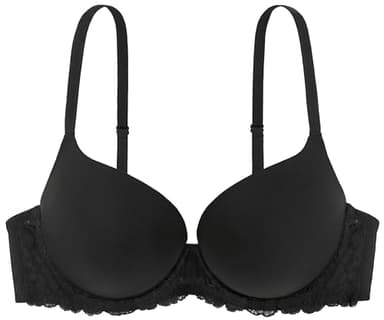 Dorina Soutien-Gorge Femme Claire Demi – Super Push-Up, À Armatures, Bonnets Moulés, Tissu Microfibre Doux avec Dentelle Sensuelle, Noir