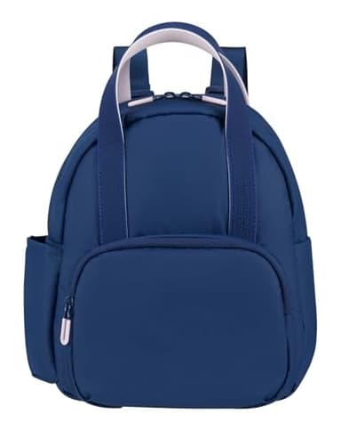 American Tourister Puffypop - Mini Sac à Dos Femme (35 cm, 8.5 L) - Compartiment pour AirPods & Tablette - 2 Porte-bouteilles - Bleu (Navy)