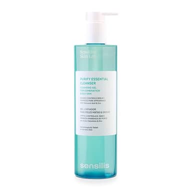 Sensilis - Purify Essential Cleanser, Gel nettoyant pour peaux mixtes et grasses à l'acide hyaluronique et au zinc - 400 ml