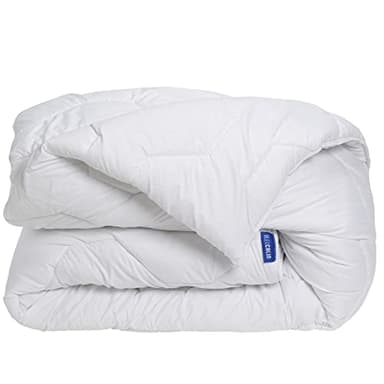 Bleu Calin Couette Hotel - Gonflante et Extra Chaude - 500g/m2 - Enveloppe 100% Coton qualité Percale - 240x260cm