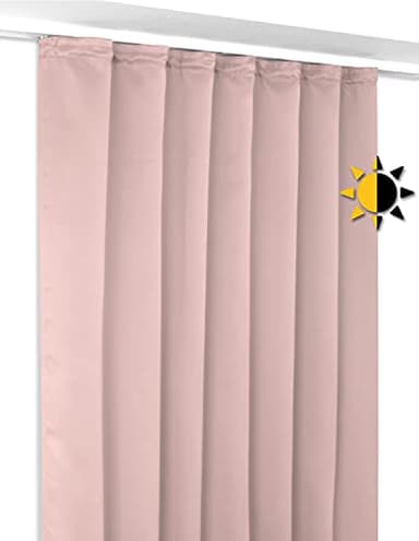 BEAUTEX Rideau occultant avec galon fronceur en U, rideau occultant opaque, taille et couleur au choix (largeur 140 cm, hauteur 145 cm, vieux rose)