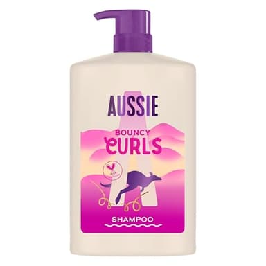 Aussie Bouncy Curls Shampooing 1000ml, Nettoie Doucement et Hydrate les Cheveux Bouclés et Ondulés, Infusé d'Huiles de Jojoba, Coco et Macadamia, Sans Silicone, Végane et Non-Testé sur les Animaux