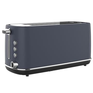 TERRAILLON - NEW MOON- Grille pain long, 2 Fentes extra larges, 6 niveaux puissance (1550W) - Décongélation, Réchauffage, Arrêt automatique, Tiroir ramasse miettes, Corps en Inox peint, Bleu