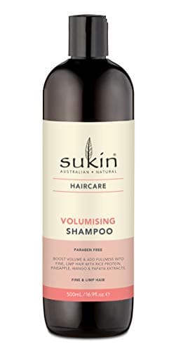 Sukin Shampooing volumisant de 500 ml : augmente le volume et se transforme en cheveux fins et mous, nourrit le cuir chevelu, les cheveux sont doux et soyeux - avec des protéines de riz, de l'ananas