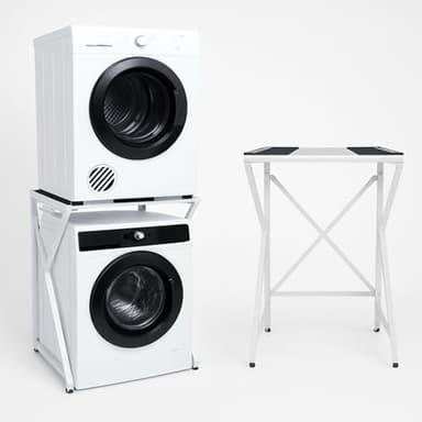 DS DRYERSTAND Maxi – Kit de superposition universel pour lave-linge et sèche-linge | Cadre réglable (72–82 cm), 100 kg capacité | Sans perçage, Antivibration, Gain de place