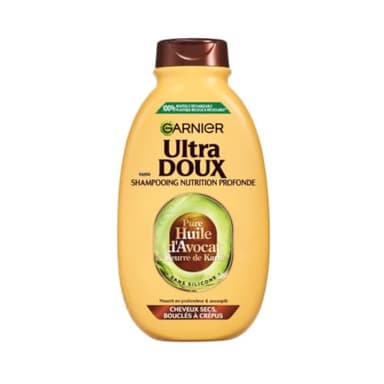 Garnier Ultra Doux - Shampooing pour Cheveux Secs, Bouclés à Crépus - À l'Huile d'Avocat et Beurre de Karité - Texture Crémeuse et Onctueuse - 400 ml - Homme & Femme