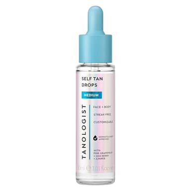 Tanologist Gouttes autobronzantes moyennes (30 ml) Ajoutez des gouttes autobronzantes aux soins de la peau, adaptées aux peaux sensibles