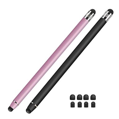 Lamkrtlp 2 Pièces Stylet Universel pour écrans tactiles, Stylet Tactile Capacitif 2 en 1 Compatible avec Tablettes, Smartphones, Mi, Samsung Galaxy (Noir + Or Rose)