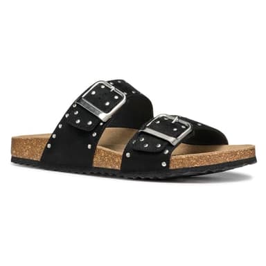 Geox Femme D BRIONIA R I Sandale Plate, Black, 37 EU