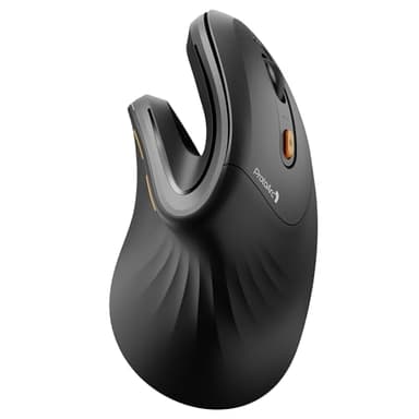 ProtoArc EM11 NL Souris Ergonomique sans Fil, Souris Verticale Rechargeable avec 3 Ports D'appareils (2*Bluetooth & USB), Mini Souris Silencieuse pour PC, iPad, Mac, Windows - Noir