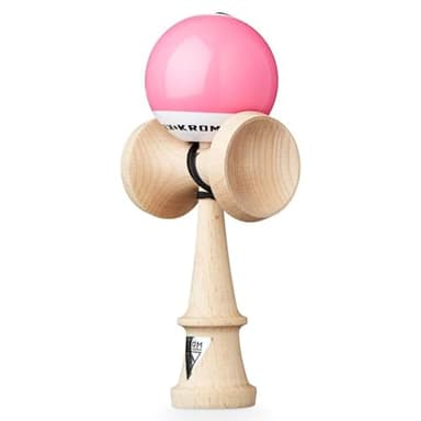 KROM - Kendama Pro Pop LOL Rose - Bilboquet Japonais - Jouet en Bois pour Adulte et Enfant - Pack : Ficelle de Rechange + Stickers offerts