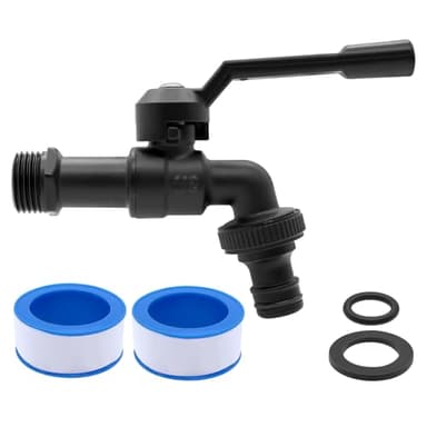 AIMEKE Robinet de jardin en laiton 1/2 pouce à boisseau sphérique extérieur résistant au gel -20℃ robinet de puisage résistant à la chaleur 120℃ robinet d'eau extérieur avec raccords de tuyau (Noir)
