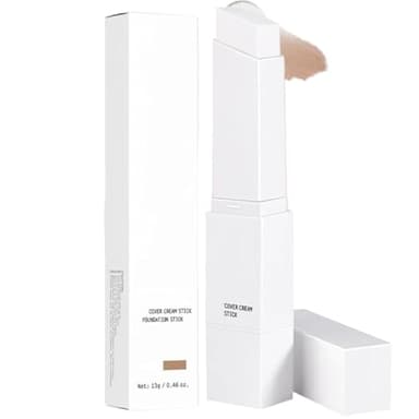 Fond De Teint Couvrant Imperfections, Fond De Teint Blanc Stick Auto-Ajustant Coréen Avec Pinceau,Blanc Maquillage Coréen,Maquillage 2 En 1 Hydratant à Couverture Modulable (Medium)